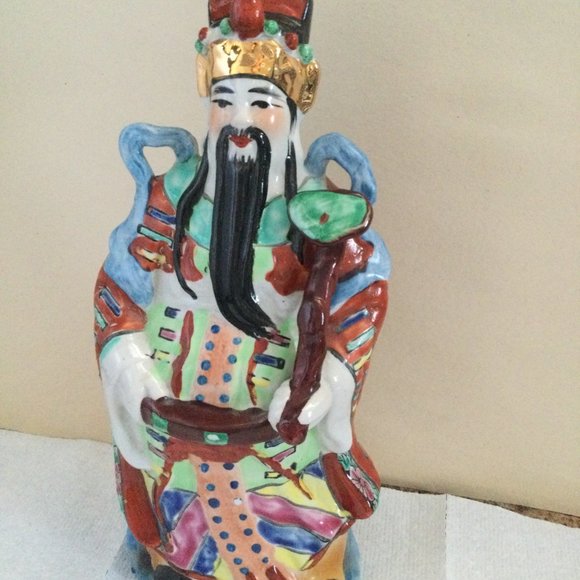 Lot of 2 Chinese ceramic figurines god of longevity and wealthy 8.5" shou & lu - Picture 2 of 7